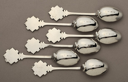 Transvaal Scottish Regiment - Set of 6 Silver and Enamel Teaspoons